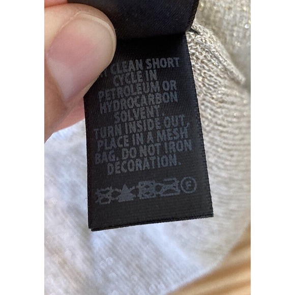 St. John Cardigan Sweater Size Medium Women’s Beige Metallic Open Front - Picture 5 of 8